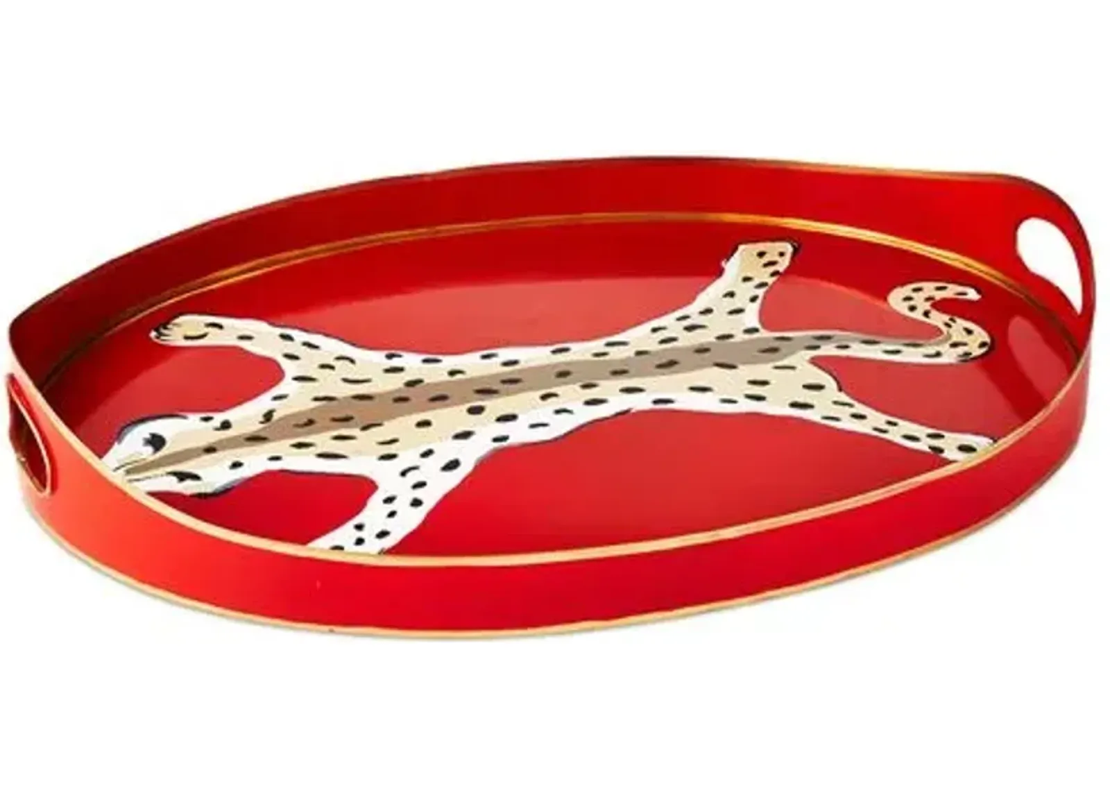 Orange Leopard Oval Tray - Dana Gibson