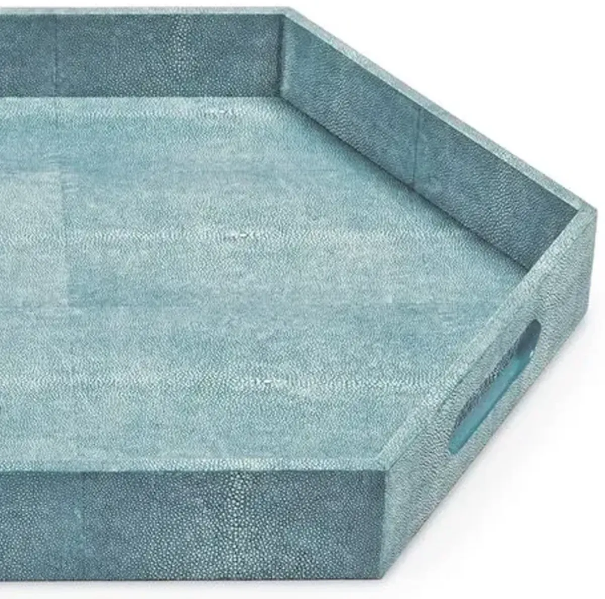 23" Shagreen-Style Tray - Turquoise - Regina Andrew - Blue