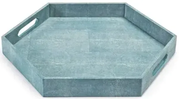 23" Shagreen-Style Tray - Turquoise - Regina Andrew - Blue