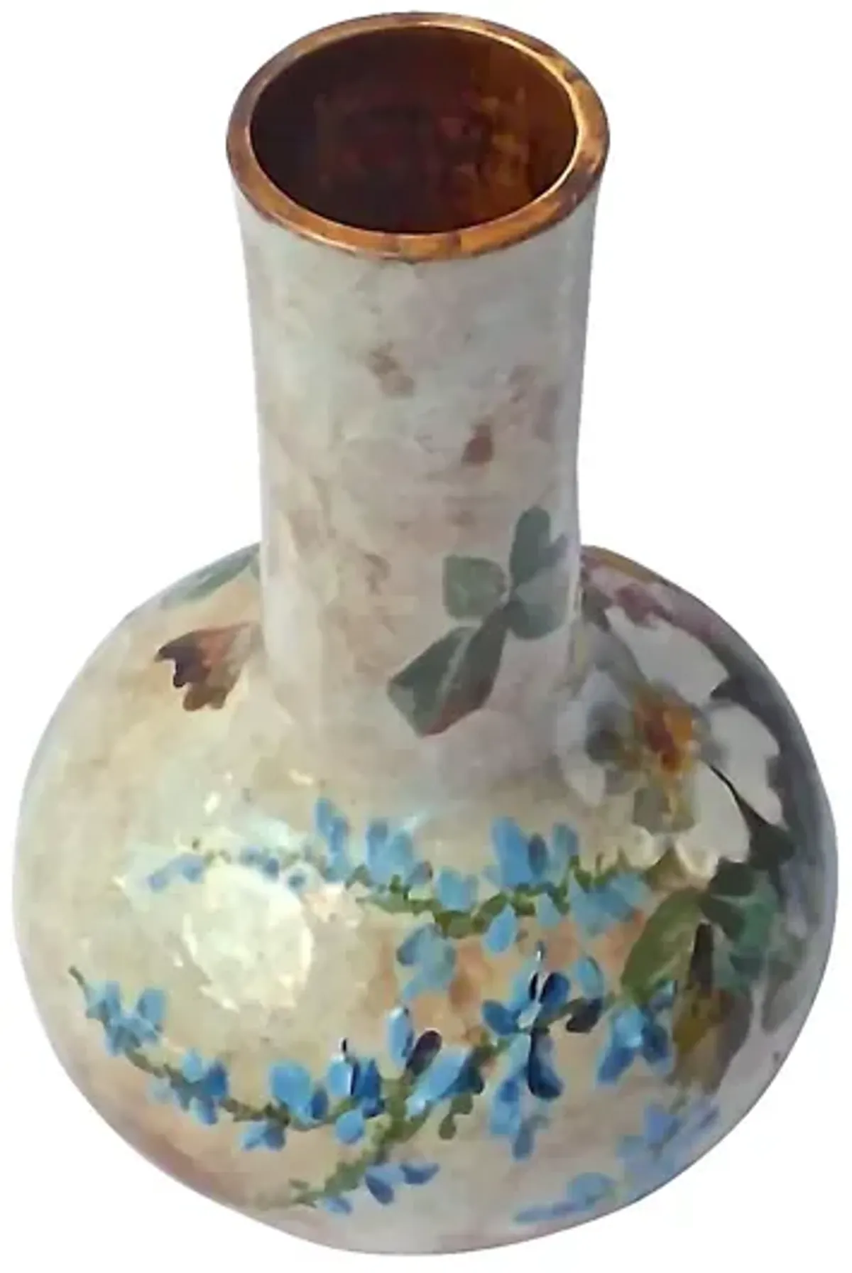 Hand-Painted Majolica Floral Vase - Vermilion Designs - Gray