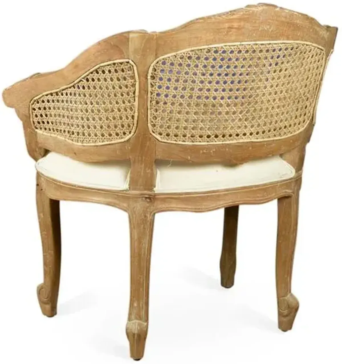 Hermina Wicker-Back Vanity Chair - Natural/White - Handcrafted - Black