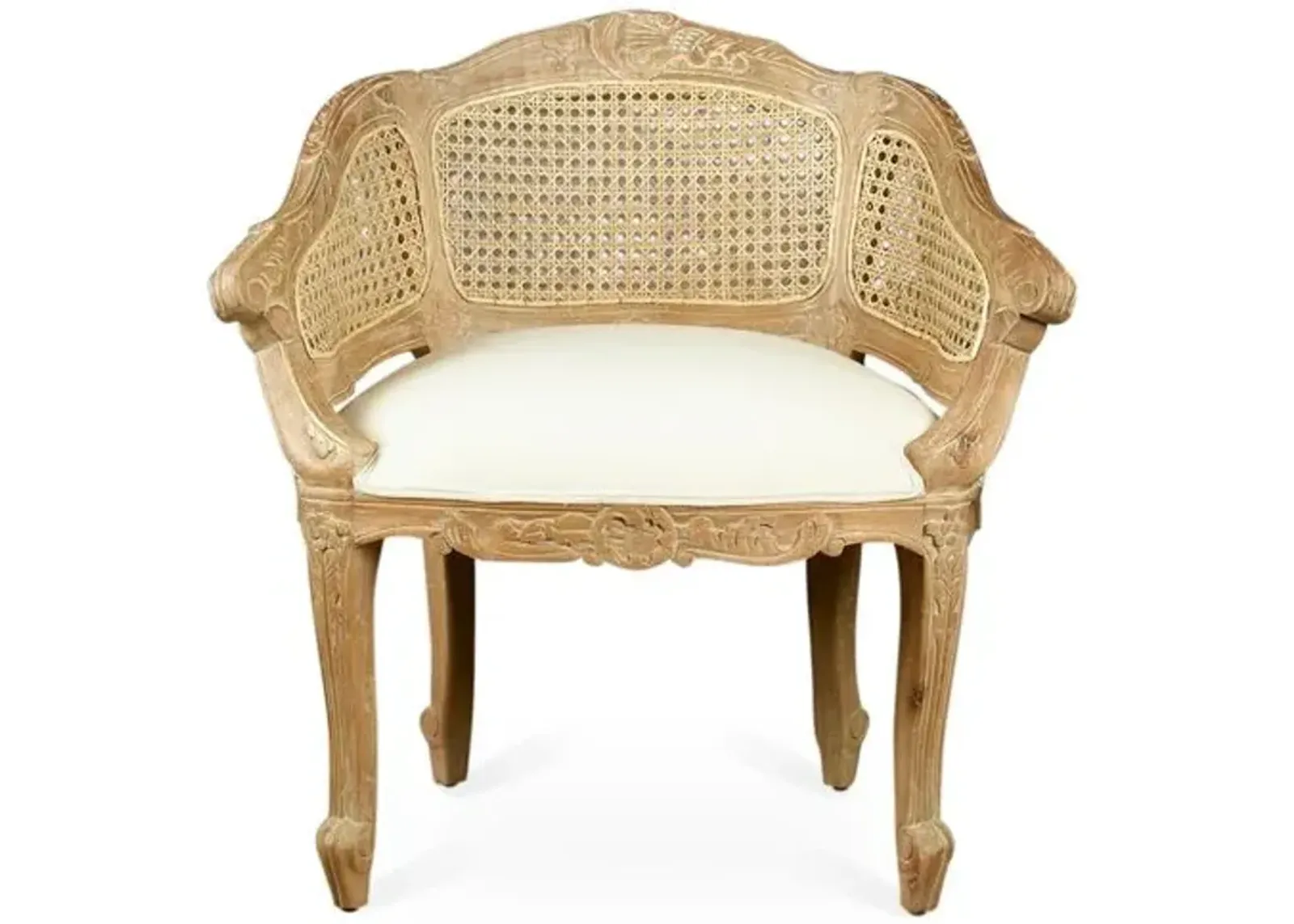 Hermina Wicker-Back Vanity Chair - Natural/White - Handcrafted - Black