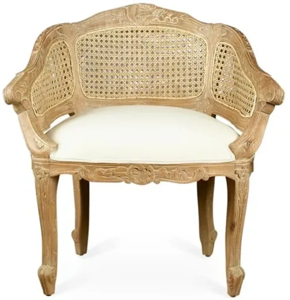 Hermina Wicker-Back Vanity Chair - Natural/White - Handcrafted - Black