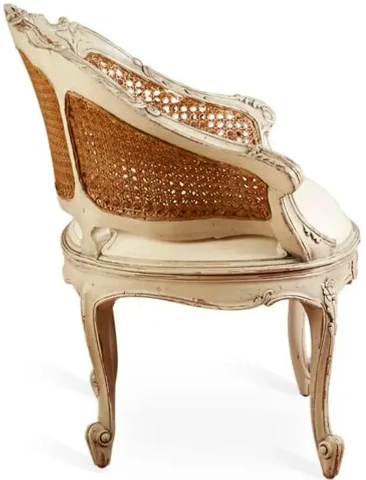 Wicker-Back Slipper Chair - Parchment/Cream Linen - Handcrafted - Ivory