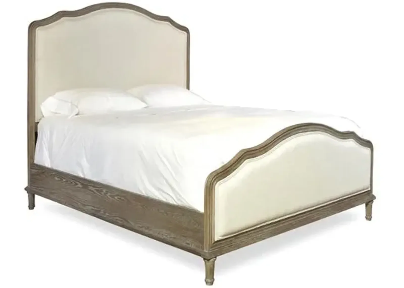 Ogden Linen Panel Bed - Ivory, Mattress, Box Spring Required