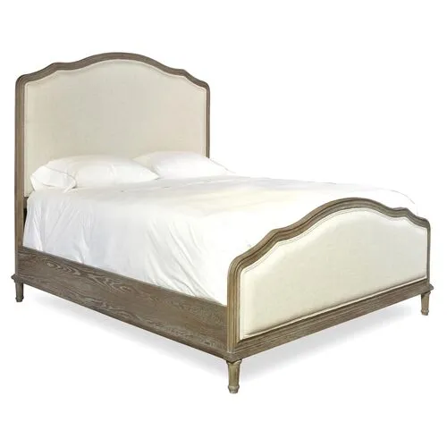 Ogden Linen Panel Bed - Ivory, Mattress, Box Spring Required