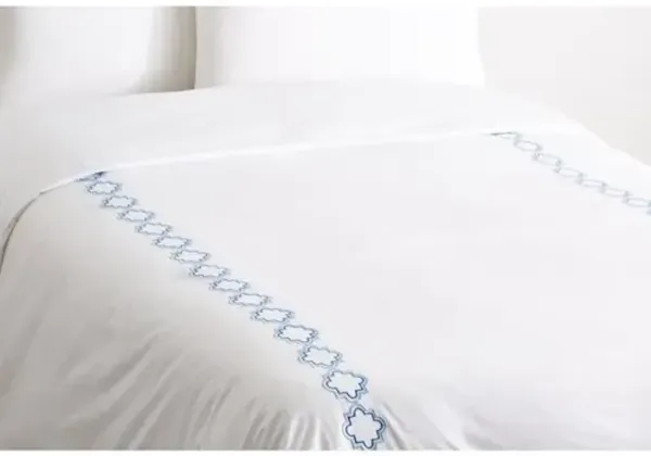 Quatrefoil Embroidered Duvet - Hamburg House - White