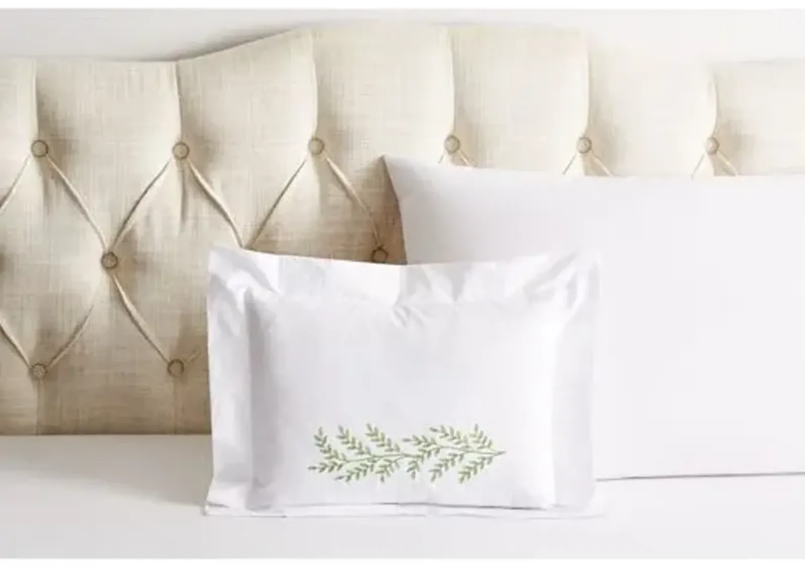 Willow Boudoir Sham - Green - Hamburg House - White