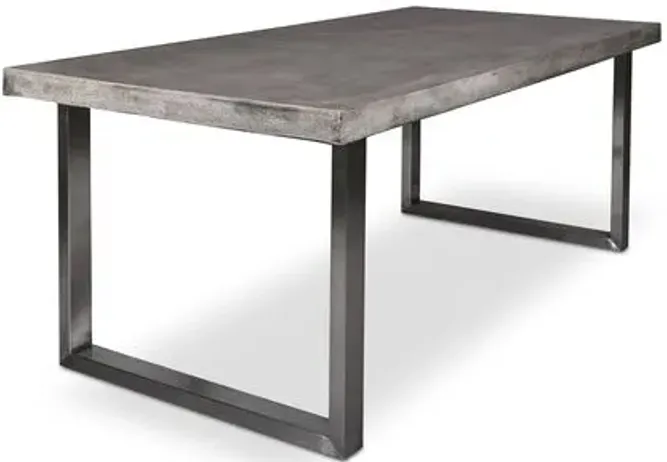 Viktorie Indoor/Outdoor Concrete Dining Table - Dark Grey/Brushed Stainless Steel