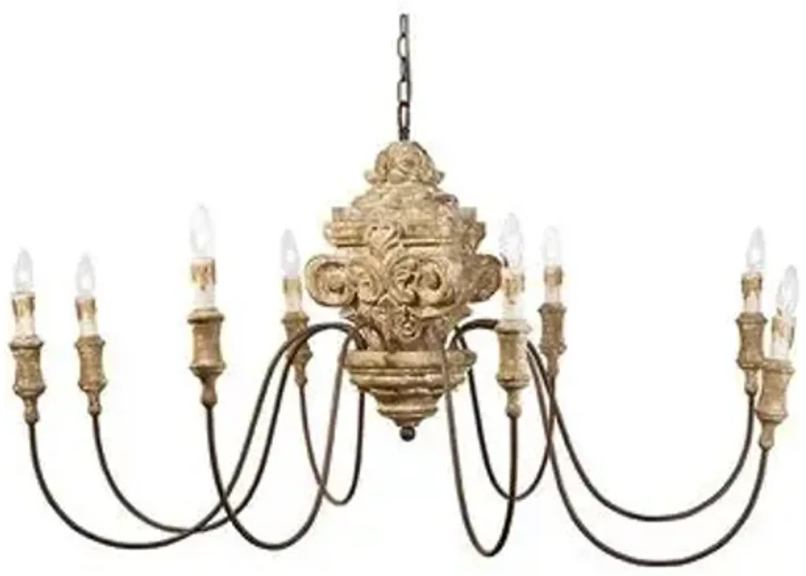 8-Light Wood Carved Chandelier - Gold - Regina Andrew - Brown