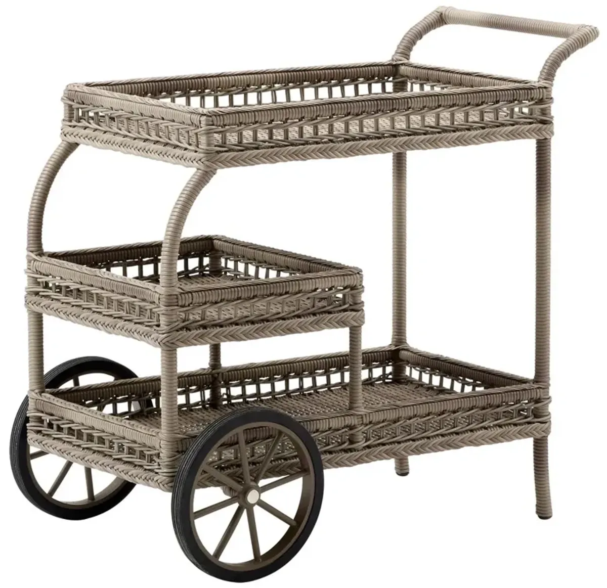 James Outdoor Bar Cart, Antiqued Brown