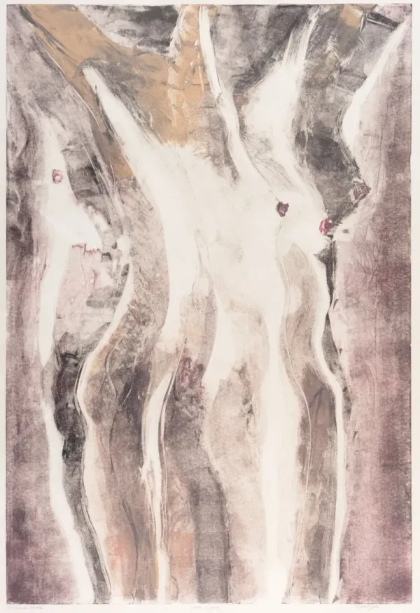 Abstract Figural in Ivory & Rose - McNaught Fine Art - Red