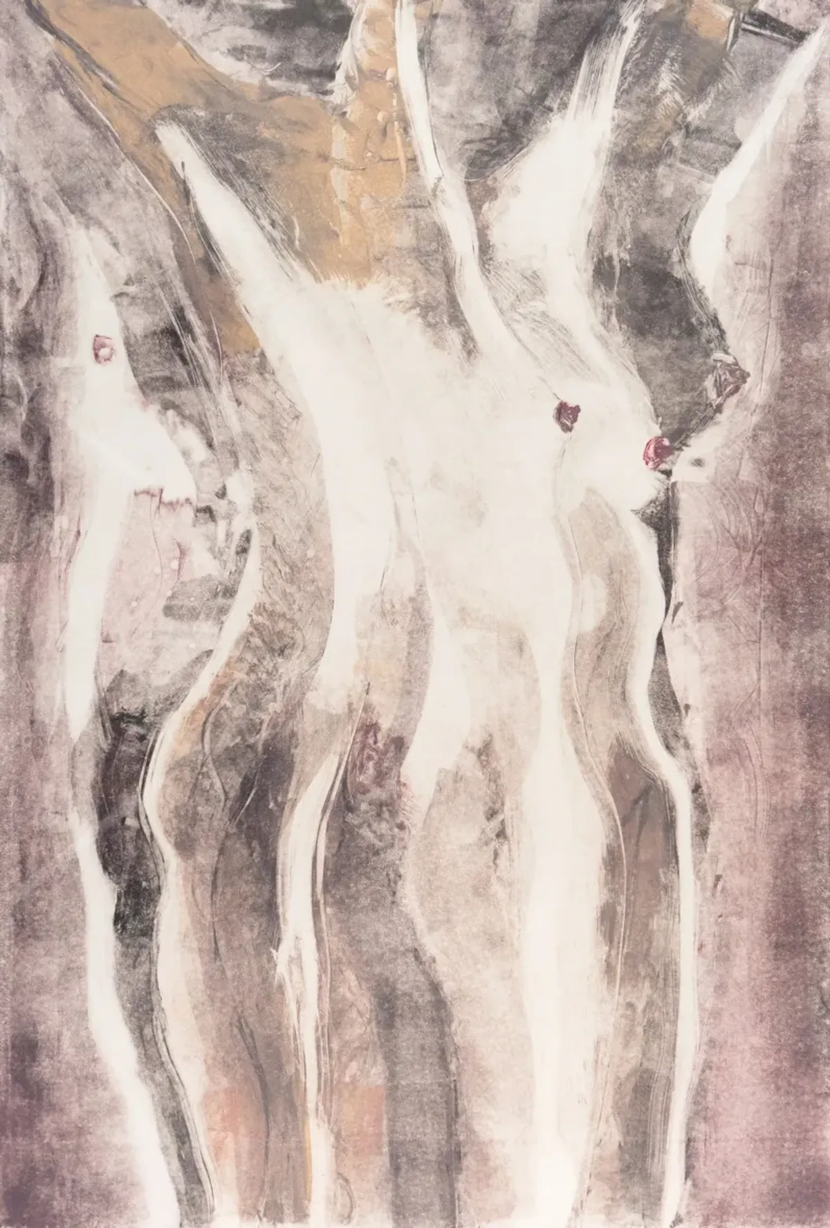 Abstract Figural in Ivory & Rose - McNaught Fine Art - Red