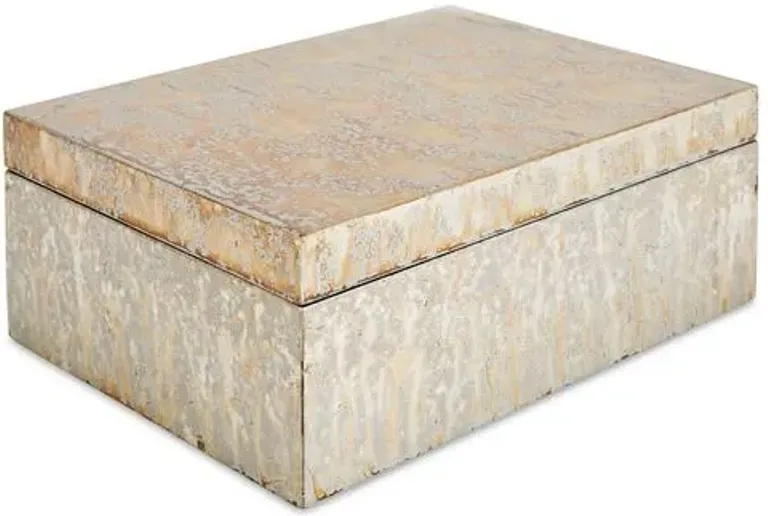 Silver Leaf Box - Champagne - Large - Global Views - Gold