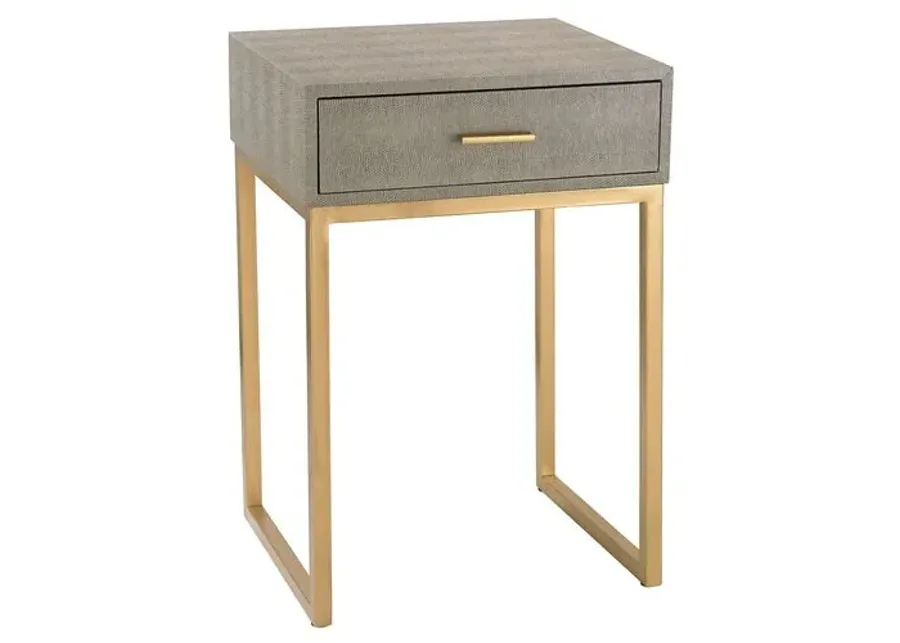 Moira Faux-Shagreen Nightstand - Gray