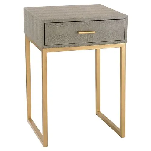 Moira Faux-Shagreen Nightstand - Gray