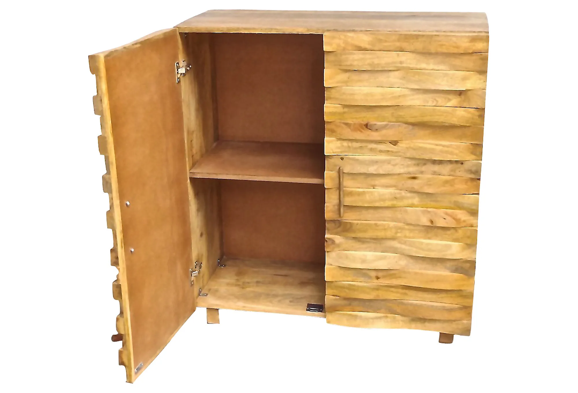 Carved Basket-Weave Cabinet - Vermilion Designs - Beige