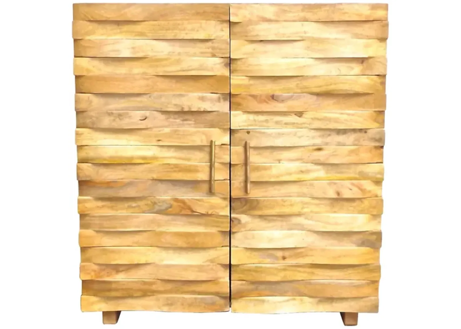 Carved Basket-Weave Cabinet - Vermilion Designs - Beige