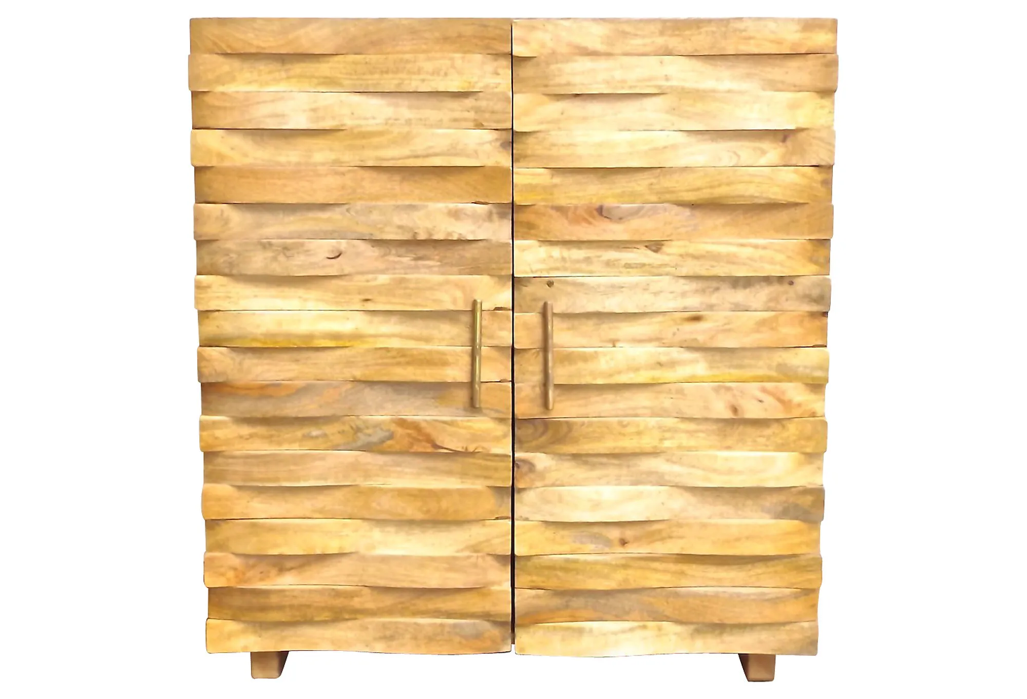 Carved Basket-Weave Cabinet - Vermilion Designs - Beige