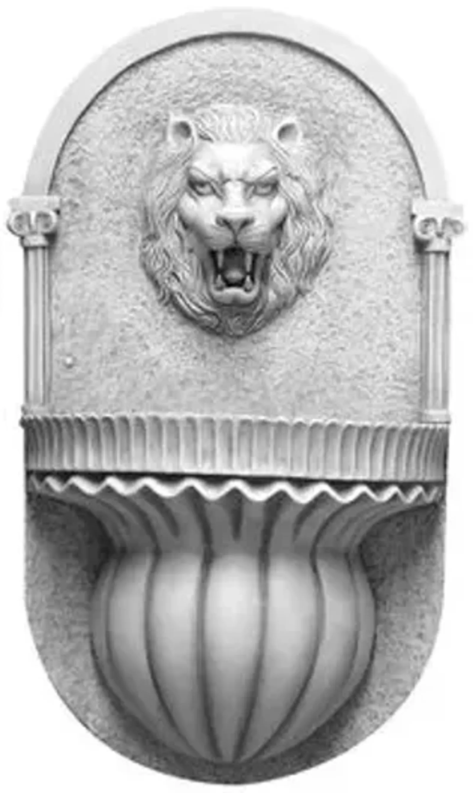 35" Lion Wall Fountain - Antiqued Stone - Gray