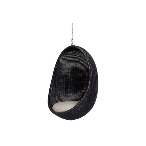 Outdoor Hanging Egg Chair - Black/White - Sika Design - Handcrafted - Beige