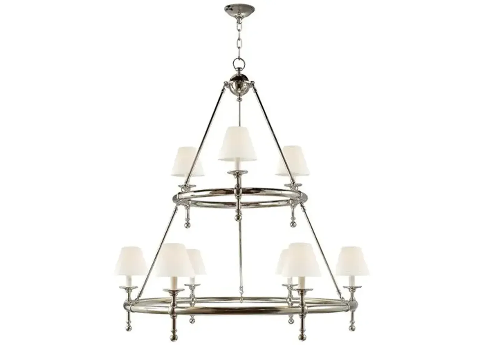 Visual Comfort - Classic Two-Tier Ring Chandelier - Polished Nickel - Silver