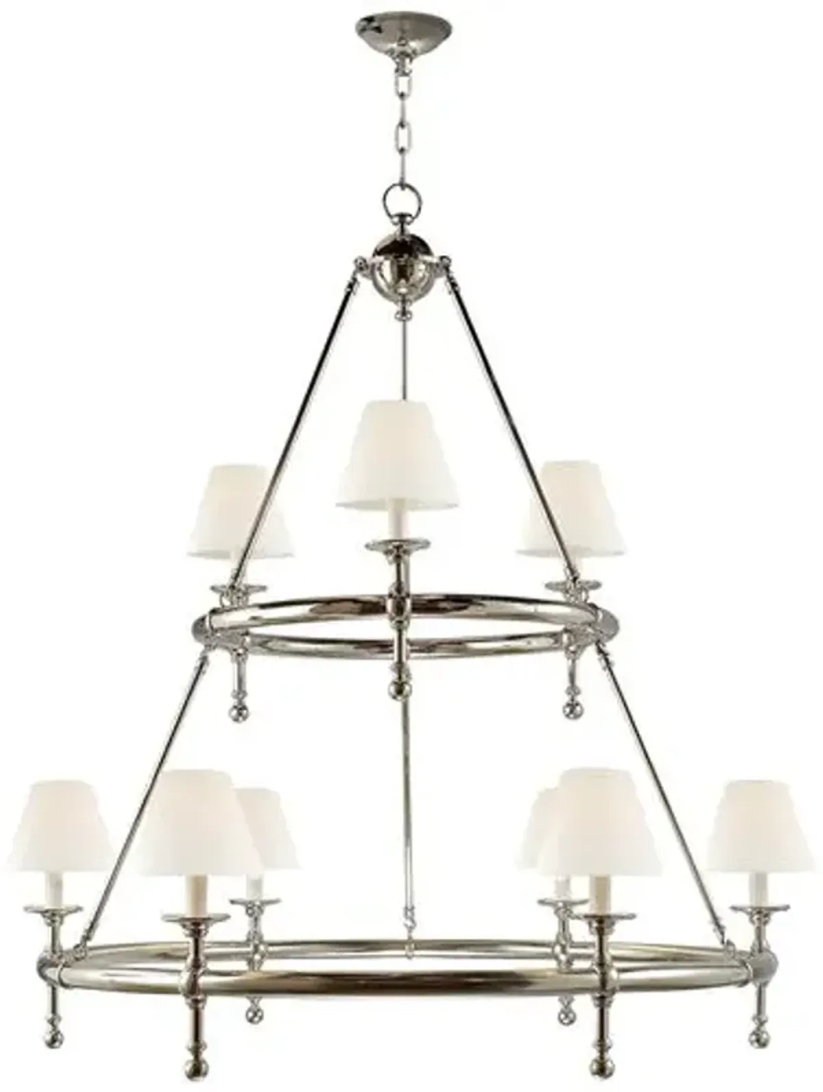 Visual Comfort - Classic Two-Tier Ring Chandelier - Polished Nickel - Silver