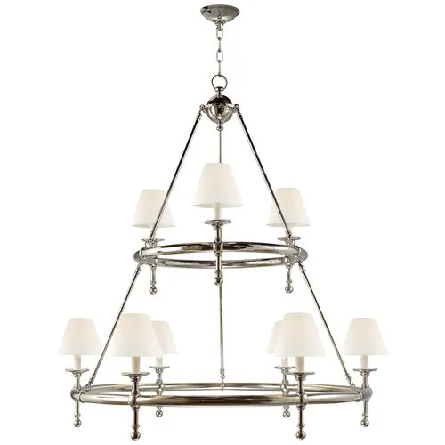 Visual Comfort - Classic Two-Tier Ring Chandelier - Polished Nickel - Silver