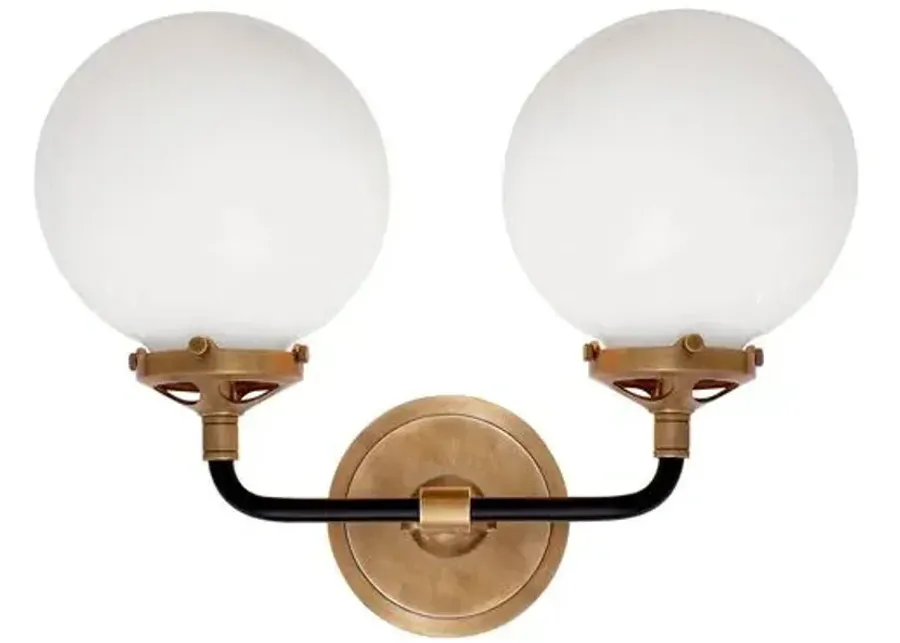 Visual Comfort - Bistro Double 2-Light Sconce - Antique Brass/Black - Gold