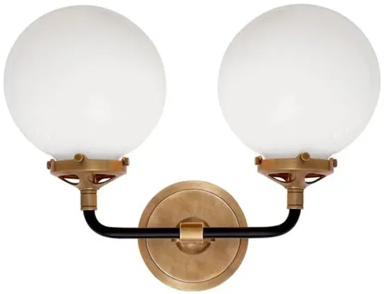 Visual Comfort - Bistro Double 2-Light Sconce - Antique Brass/Black - Gold