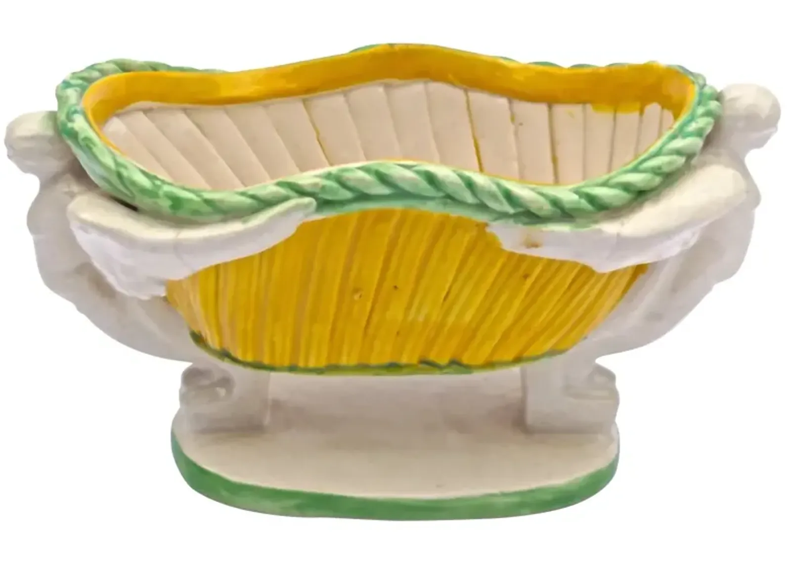 Winged Caryatid & Floral Outdoor Basket Cachepot - Vermilion Designs - Yellow