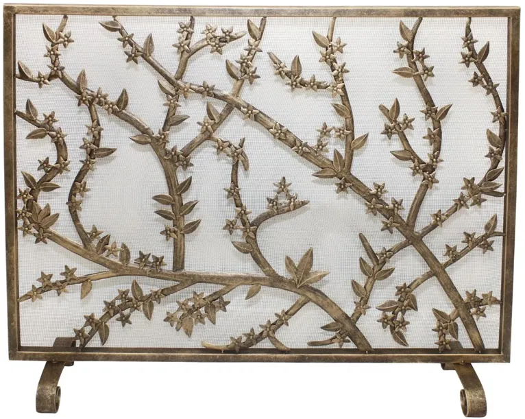31" Leaves Fire Screen, Gold