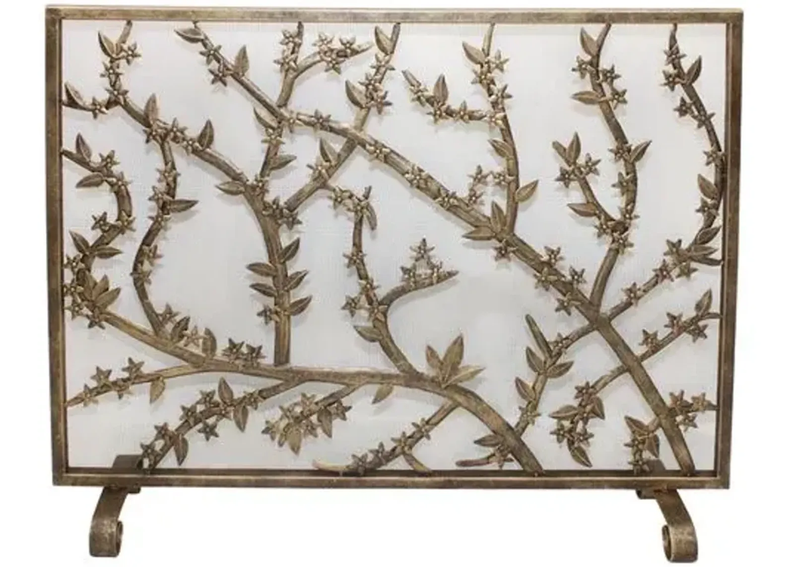 31" Leaves Fire Screen - Gold