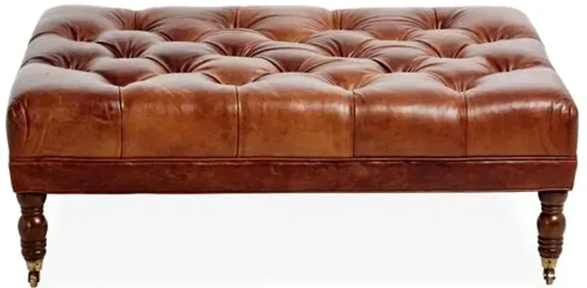 Anna Cocktail Ottoman - Leather - Miles Talbott - Brown