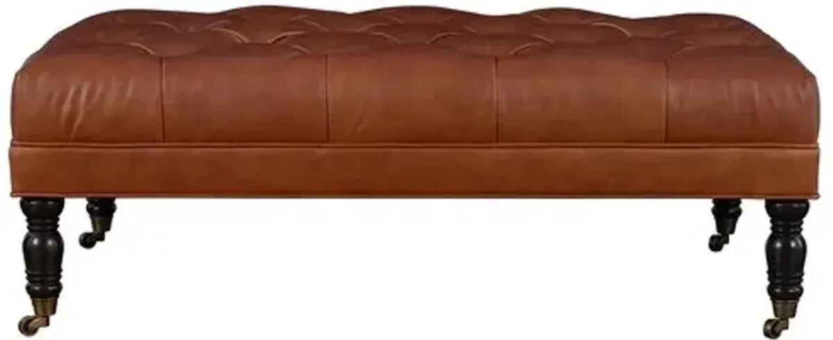 Anna Cocktail Ottoman - Leather - Miles Talbott - Brown