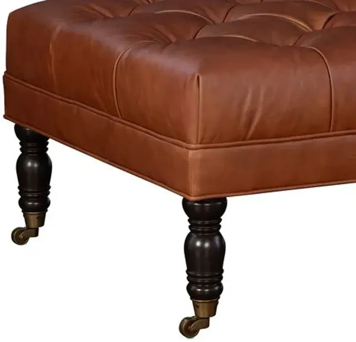 Anna Cocktail Ottoman - Leather - Miles Talbott - Brown