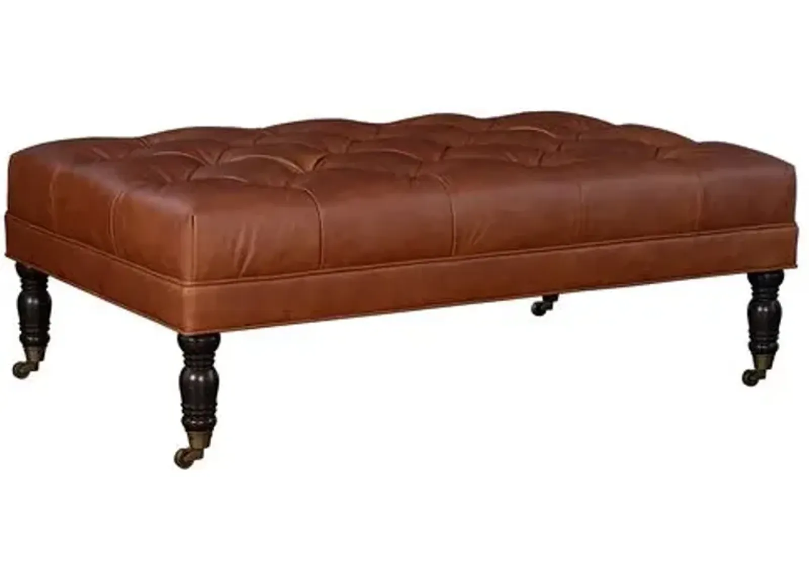 Anna Cocktail Ottoman - Leather - Miles Talbott - Brown