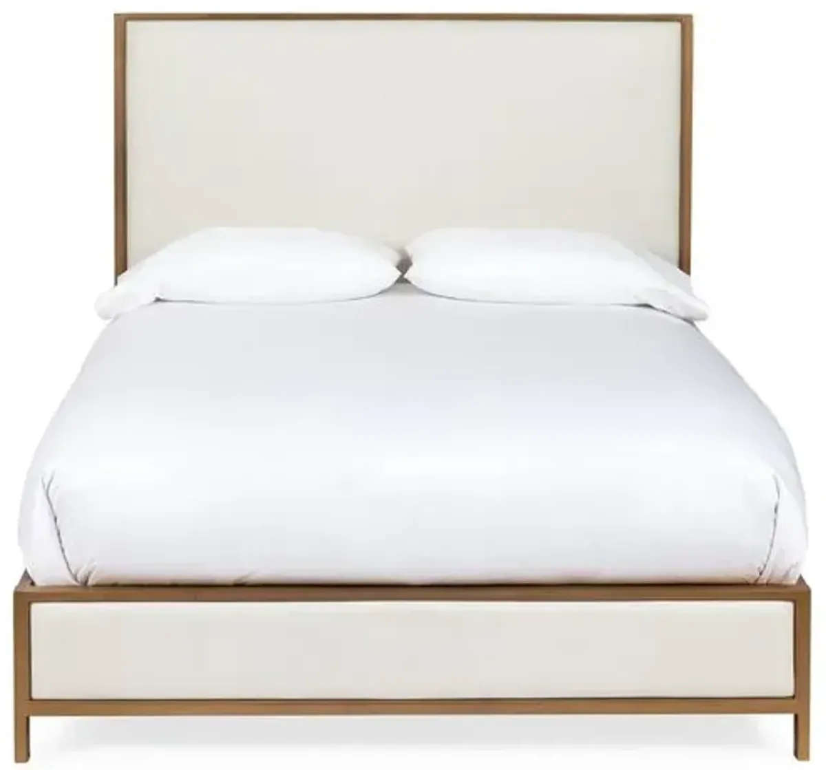 Beverly Bed - Ivory/Brass - White