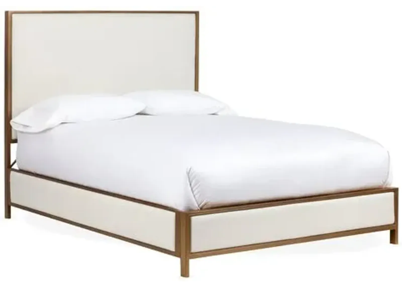 Beverly Bed - Ivory/Brass - White