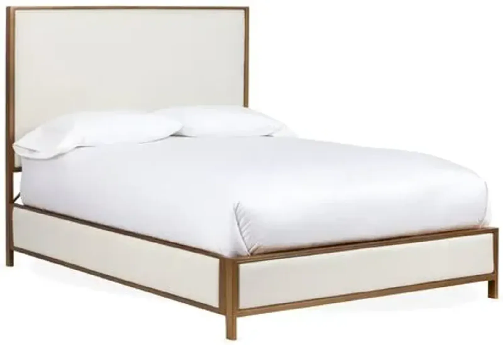 Beverly Bed - Ivory/Brass - White