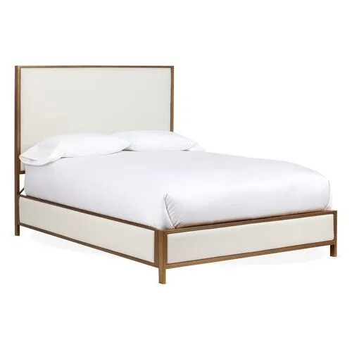 Beverly Bed - Ivory/Brass - White