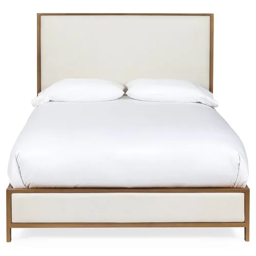 Beverly Bed - Ivory/Brass - White