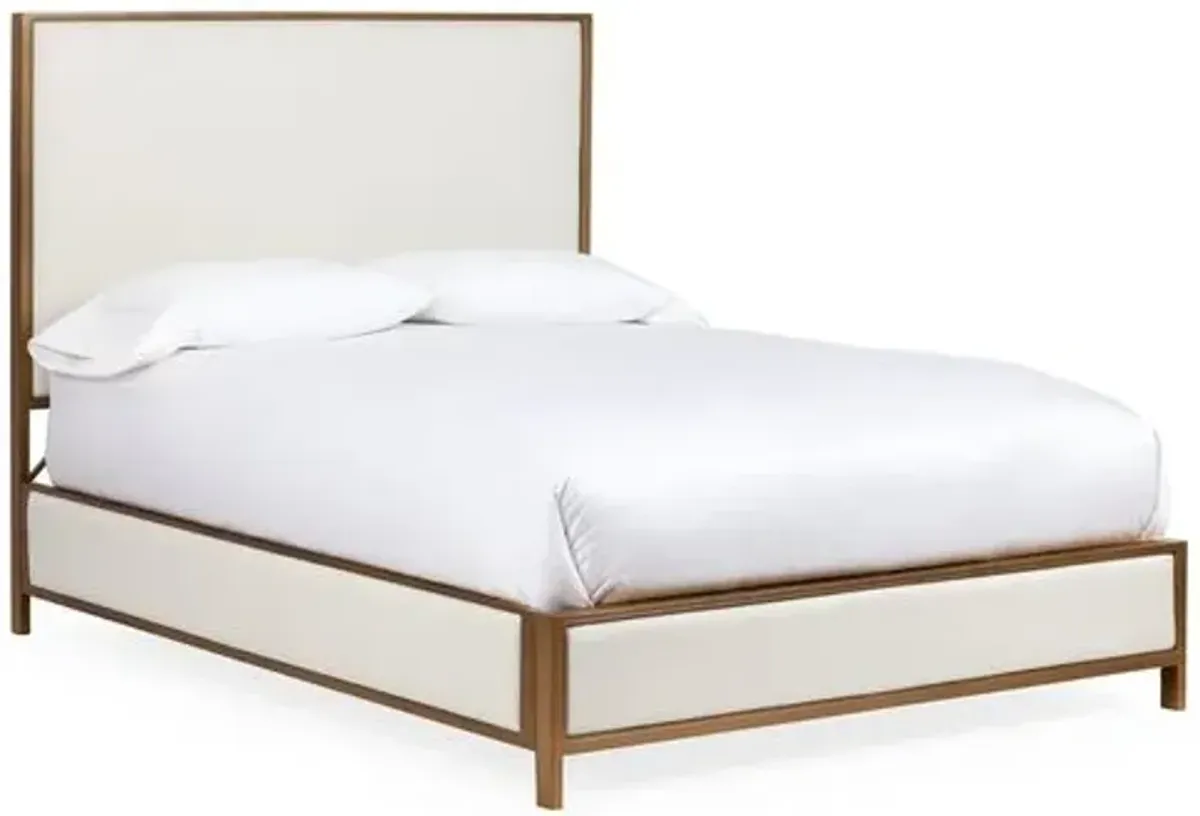 Beverly Bed - Ivory/Brass - White