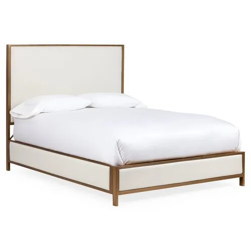 Beverly Bed - Ivory/Brass - White