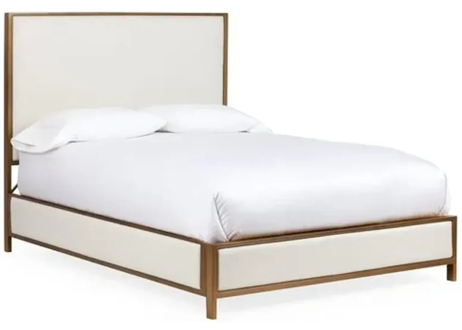 Beverly Bed - Ivory/Brass - White