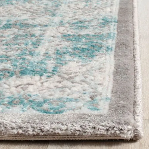 Manon Rug - Turquoise/Ivory - Blue - Blue