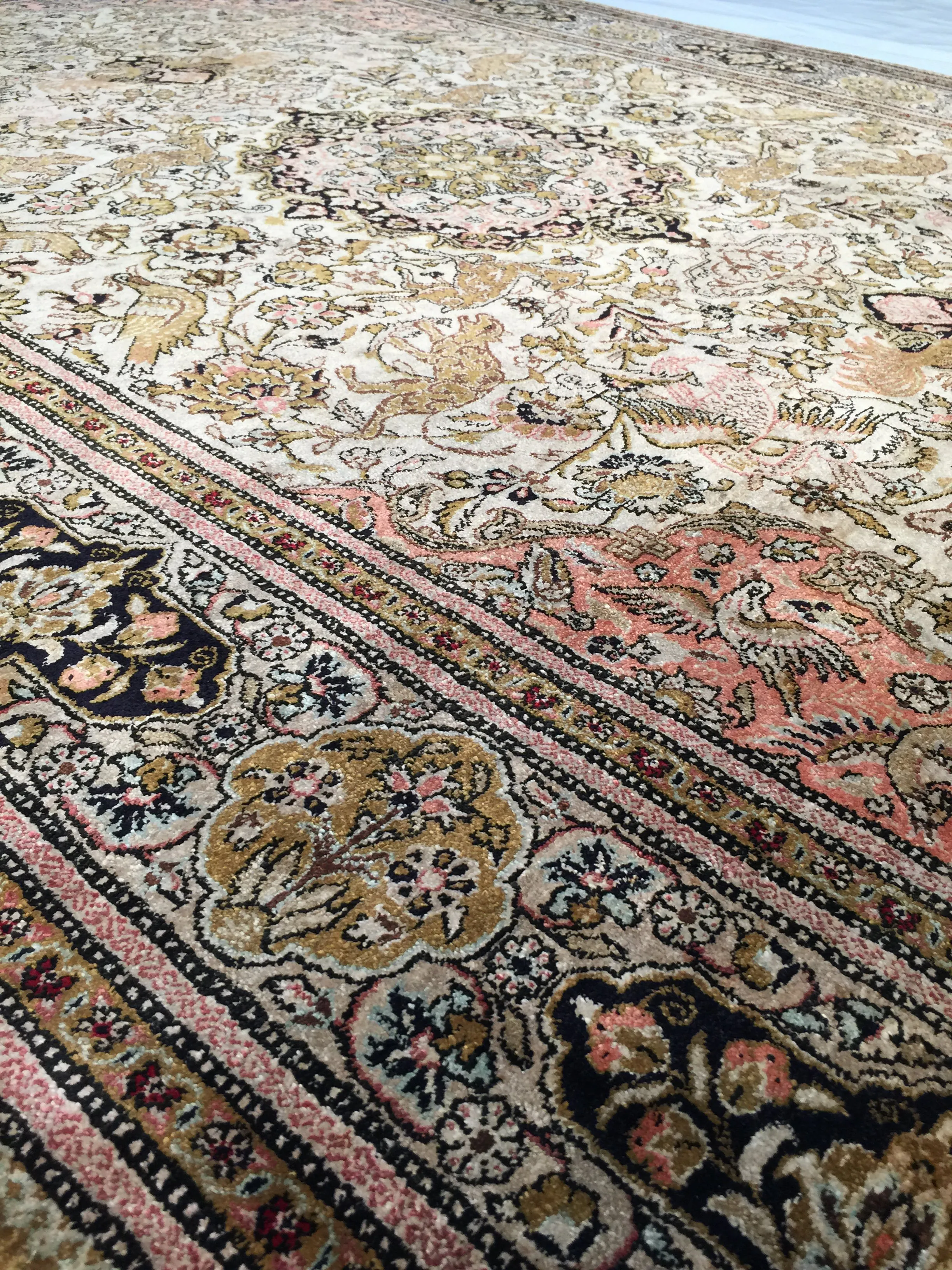 Persian Silk Ghom Rug - 4'9" x 7' - F.J. Kashanian - Brown - Brown