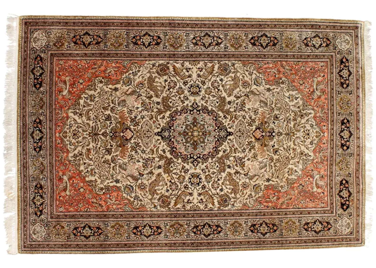 Persian Silk Ghom Rug - 4'9" x 7' - F.J. Kashanian - Brown - Brown