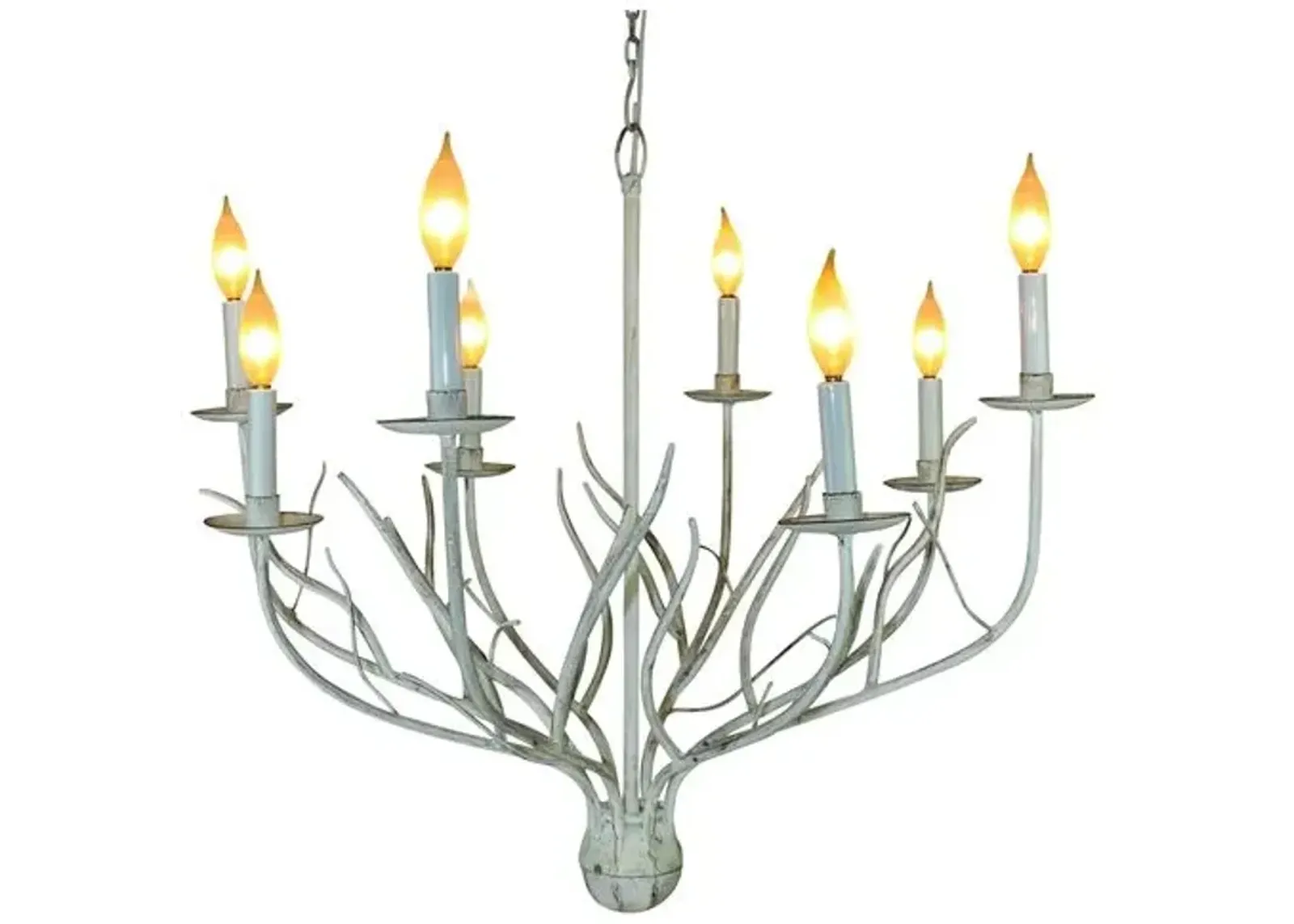 Twig 8-Light Chandelier - Antiqued White - Ivory