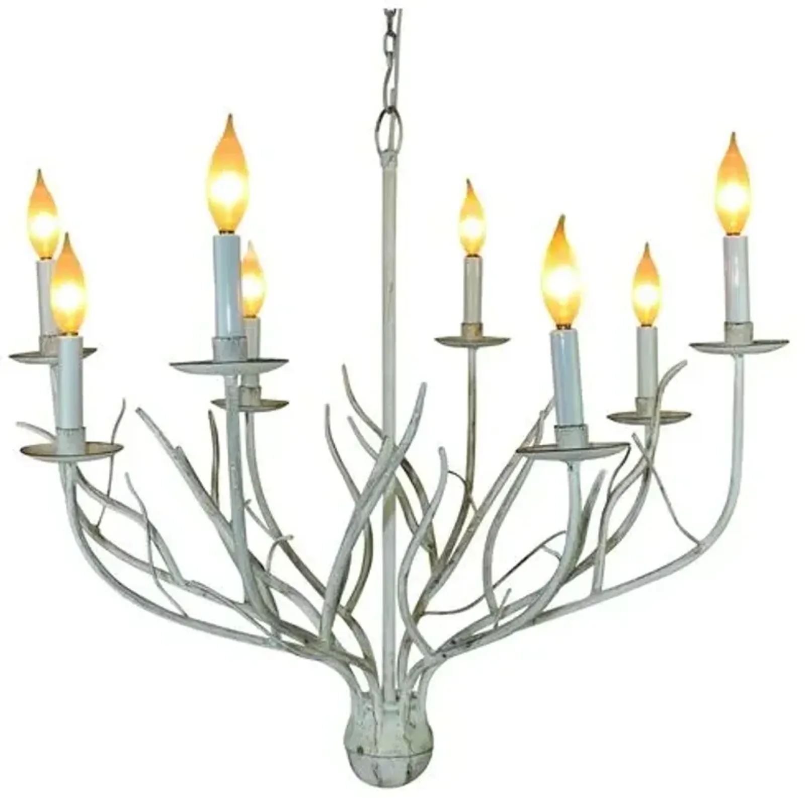 Twig 8-Light Chandelier - Antiqued White - Ivory